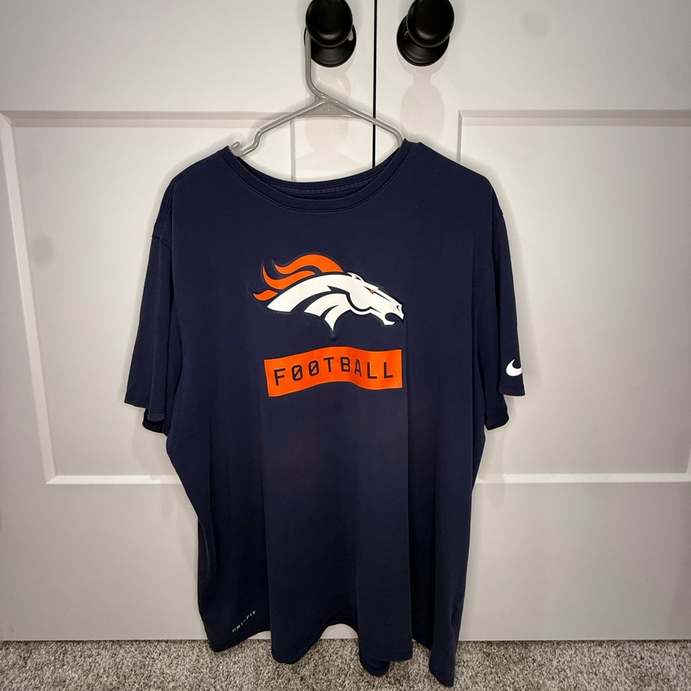 Nike Denver Broncos Football Shirt Mens XXL Navy Blue Dri-FIT Training Tee NFL